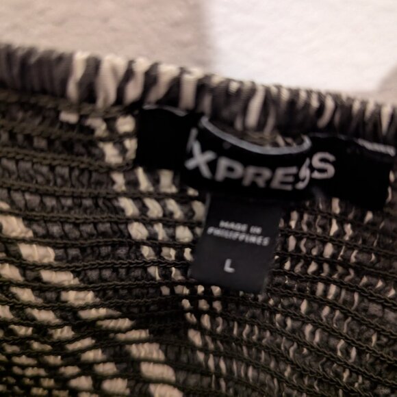 Express - Like New - Palm Tropical Print Halter Criss Cross Dress - L - Picture 3 of 3